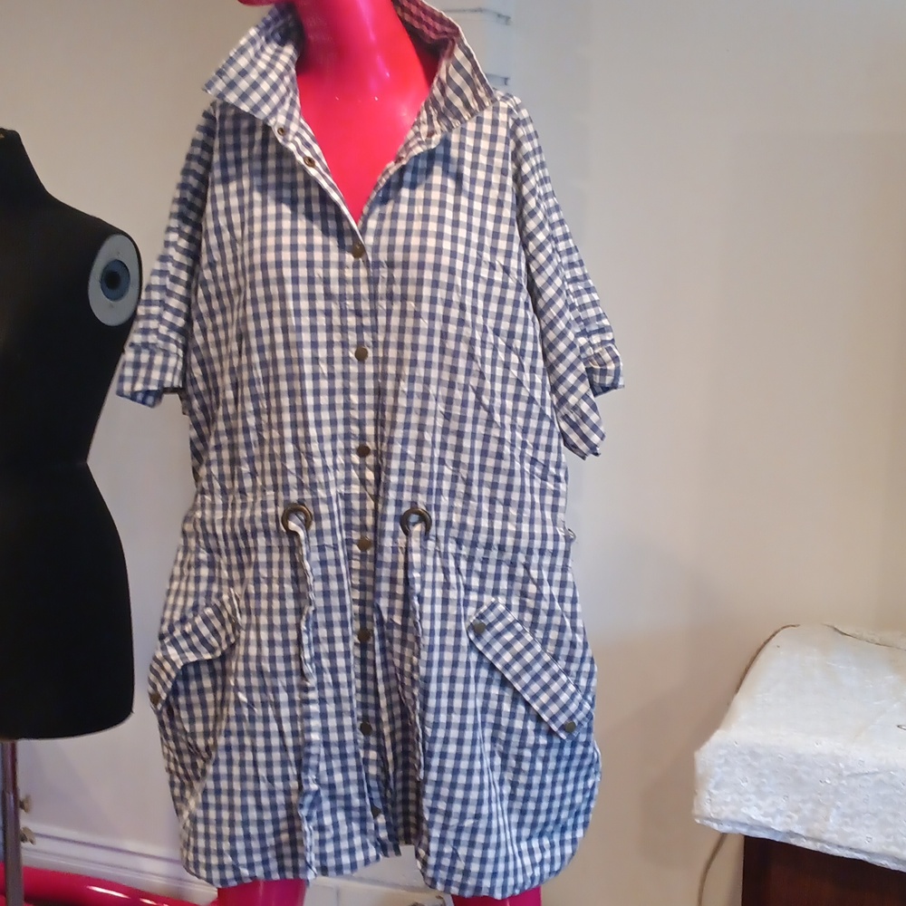 H&M (Trend) Gray and White Gingham Shirt Dress - Picture 2 of 8